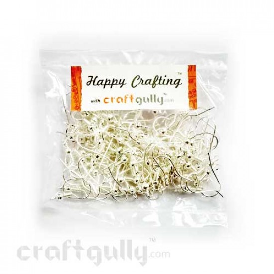 Earring Hooks - Silver Finish - 50 Pairs