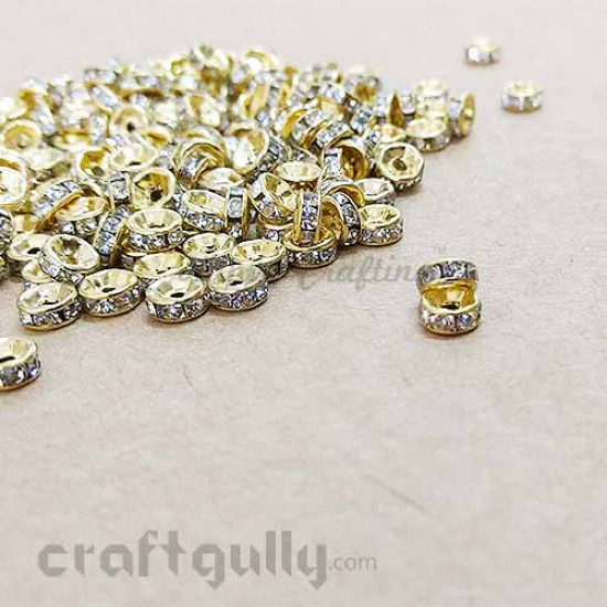 Spacer Beads 5mm - Rhinestones Golden - Pack of 20