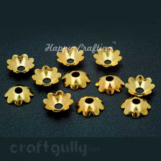 Bead Caps 6mm - 8 Petals - Golden - Pack of 50