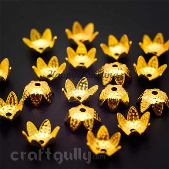 Bead Caps 7mm - 6 Petals - Golden - Pack of 50