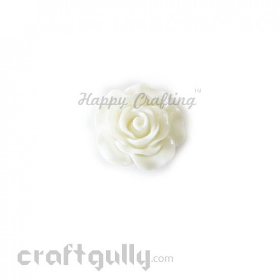 Resin Rose 20mm - White Resin Rose 20mm - White