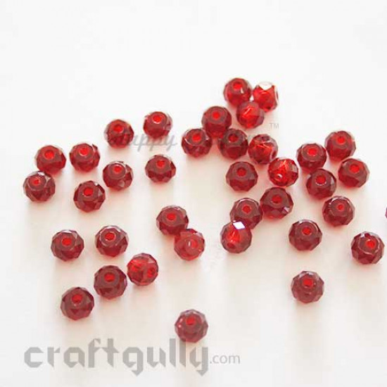 Acrylic Beads 6mm - Faceted - Maroon - Pack of 40