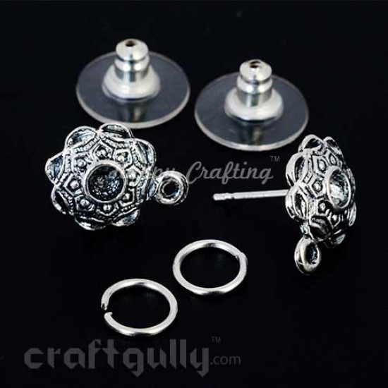 Earring Studs - Designer #3 Mandala - Silver Earring Studs - Designer #3 Mandala - Silver