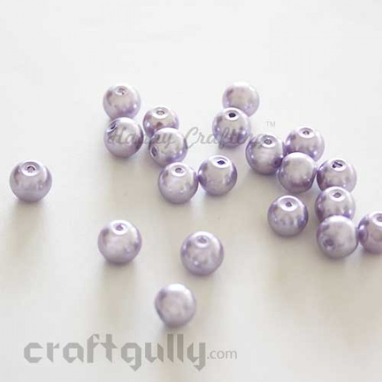 Glass Beads 8mm Pearl Finish - Lilac - Pack of 20