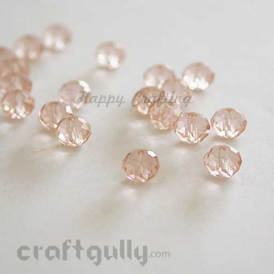 Glass Beads 8mm - Round Faceted - Blush Pink - Pack of 20