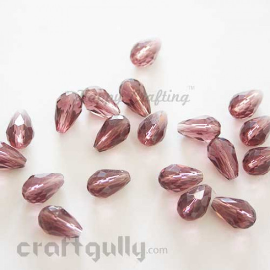 Glass Beads 12mm - Drop Faceted - Wine - Pack of 20