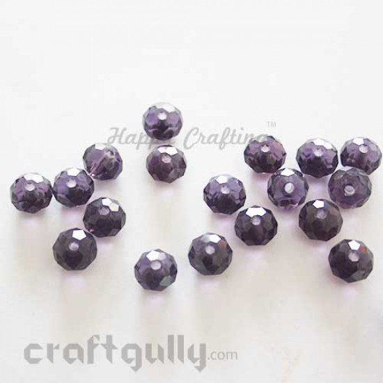 Glass Beads 8mm - Round Faceted - Purple - Pack of 20