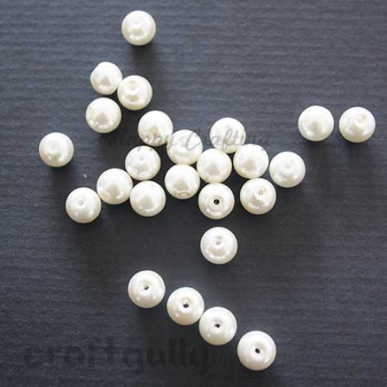 Glass Beads 7.5mm - Faux Pearl Round - Ivory - Pack of 20 Glass Beads 7.5mm - Faux Pearl Round - Ivory - Pack of 20