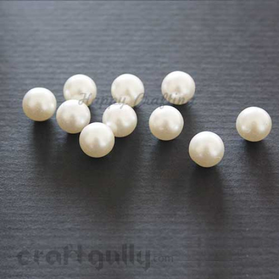 Acrylic Beads 10mm - Ivory Without Hole - Pack of 10