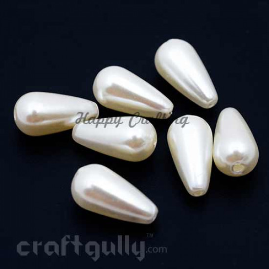 Acrylic Beads 14mm - Drop - Pearl Ivory - Pack of 20