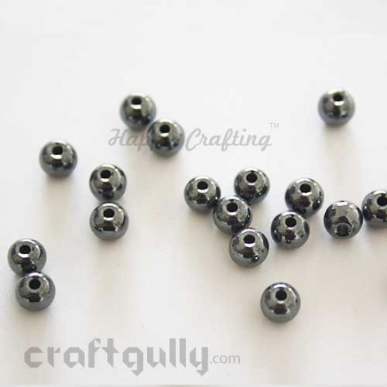 Faux Hematite Beads 6mm - Round - Pack of 20