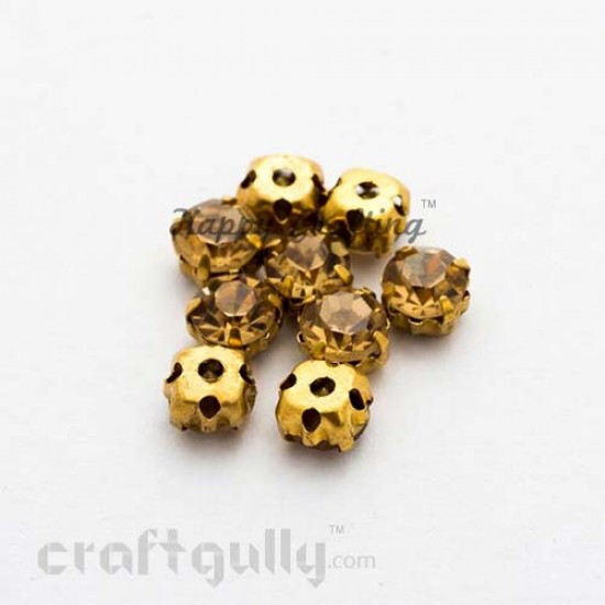 Rhinestone 5mm - Prong Setting - Golden - Pack of 25