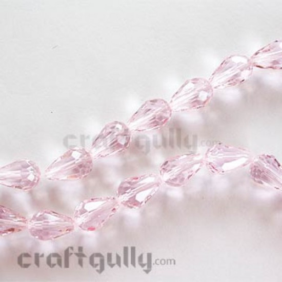 Glass Beads 7mm - Drop Faceted - Baby Pink - Pack of 20