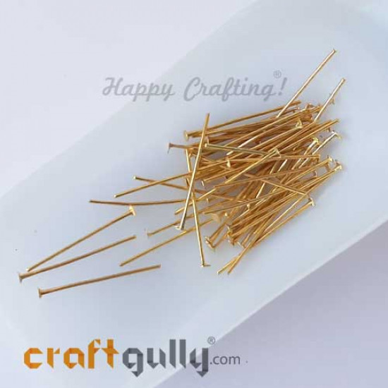 Head Pins Flat 26mm - Golden Finish - 10gms