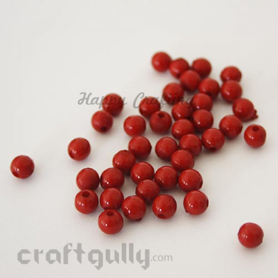 Acrylic Beads 6mm - Round - Dark Red  - Pack of 50