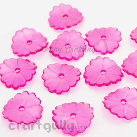Acrylic Beads 15mm - Wafer - Pink Transparent - Pack of 25
