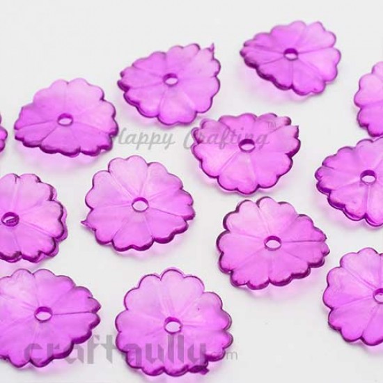 Acrylic Beads 15mm - Wafer - Purple Transparent - Pack of 25