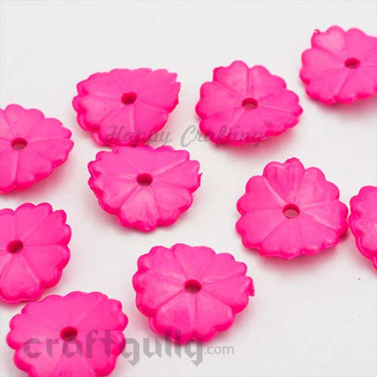 Acrylic Beads 15mm - Wafer - Pink - Pack of 25