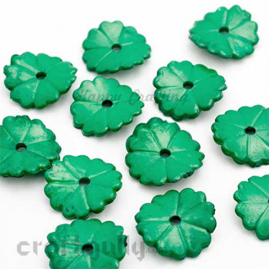 Acrylic Beads 15mm - Wafer - Dark Green - Pack of 25
