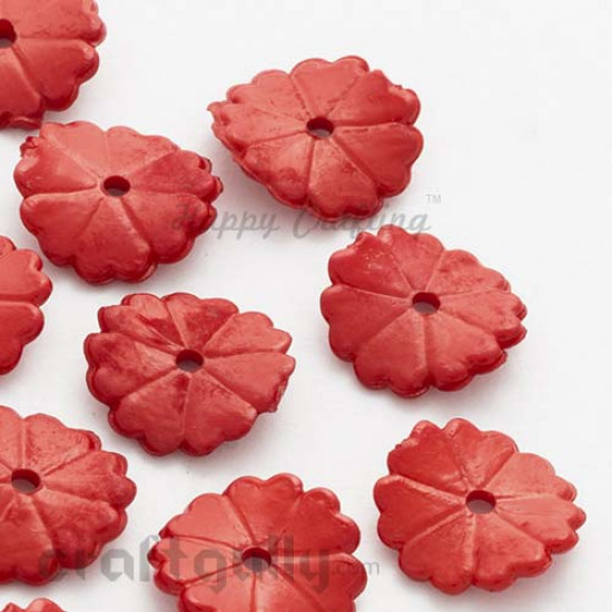 Acrylic Beads 15mm - Wafer - Dark Red - Pack of 25