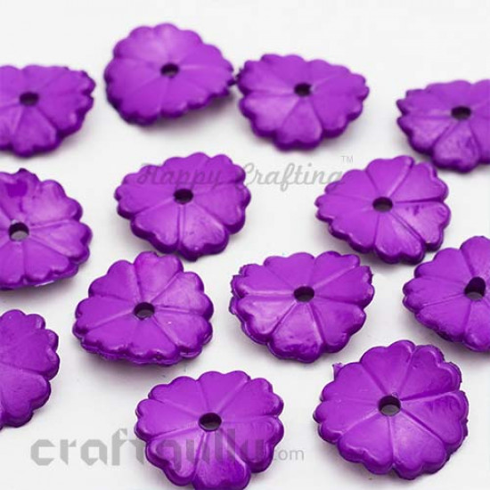 Acrylic Beads 15mm - Wafer - Purple - Pack of 25