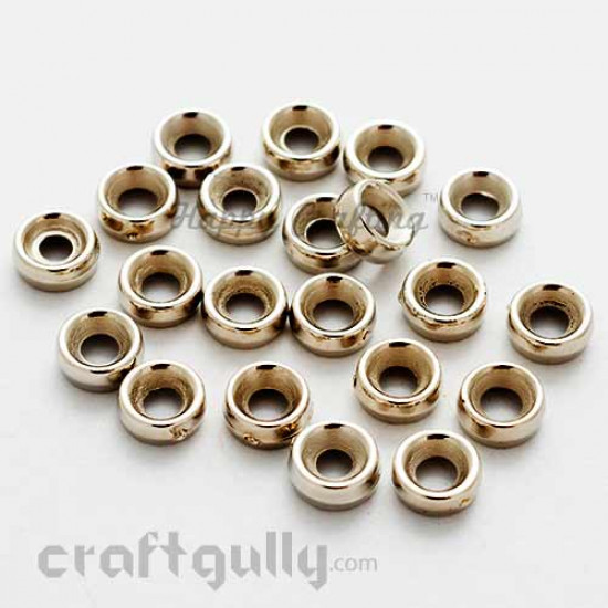 Spacer Beads 6mm Acrylic - Ring - Silver -  Pack of 40