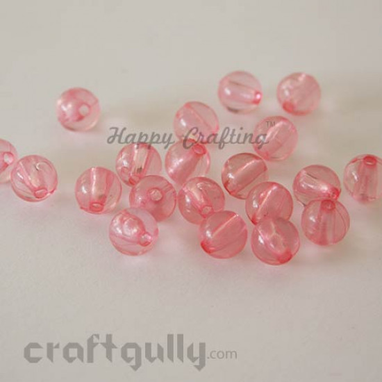 Acrylic Beads 8mm - Round Transparent - Baby Pink - Pack of 40