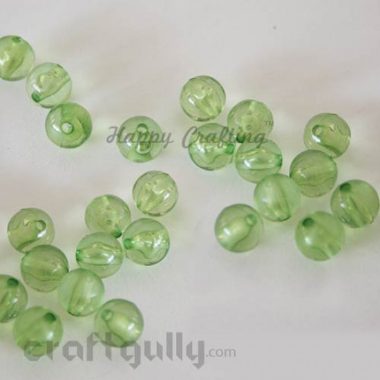 Acrylic Beads 8mm - Round Transparent - Light Green - Pack of 40