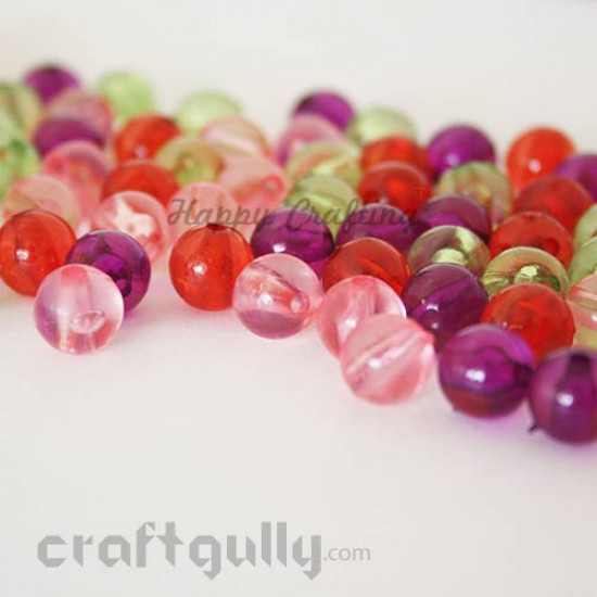 Acrylic Beads 8mm - Round Transparent - Red - Pack of 40