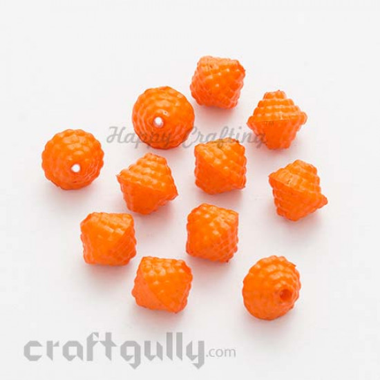Acrylic Beads 11mm - Top - Orange - Pack of 25