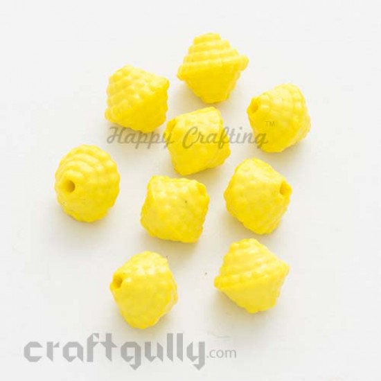Acrylic Beads 11mm - Top - Sunflower Yellow - Pack of 25
