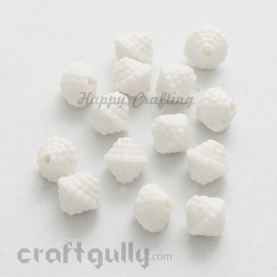 Acrylic Beads 11mm - Top - White - Pack of 25