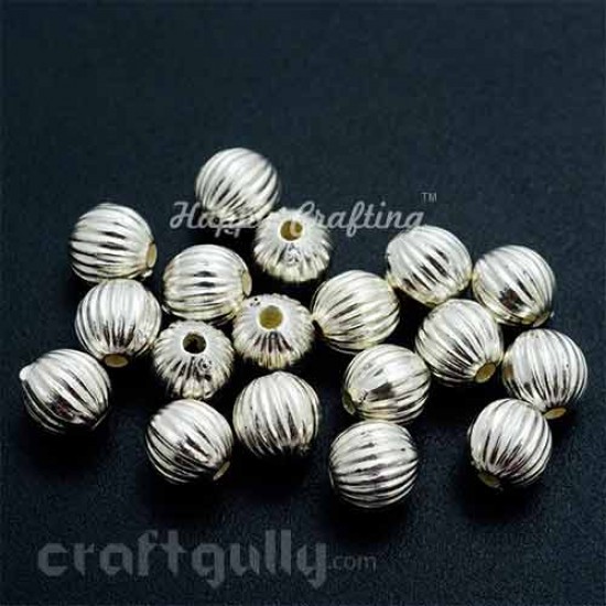 Acrylic Beads 6mm - Pumpkin - Silver Finish - Pack of 20