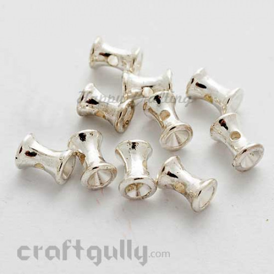 Spacer Beads 8mm Acrylic - Damru - Silver - Pack of 20