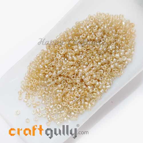 Seed Beads 2mm Glass - Round - Lustre Champagne - 25gms