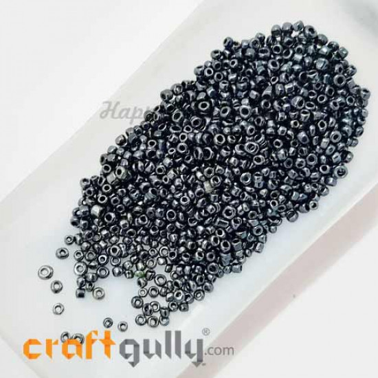 Seed Beads 2mm Glass - Round - Lustre Slate - 25gms