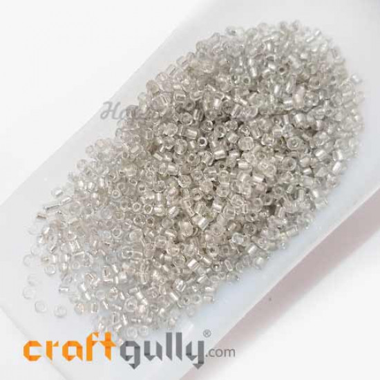 Seed Beads 2mm Glass - Round - Metal Lined Clear - 25gms