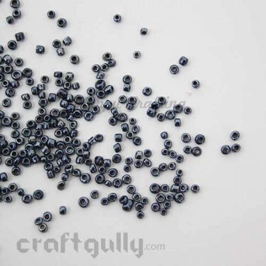 Seed Beads 4mm - Glass - Round - Lustre Slate - 25gms