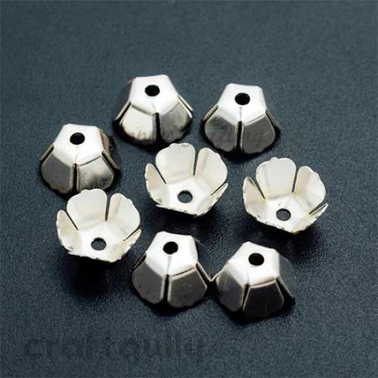 Bead Caps 8mm - Flower #3 Geometric - Silver - Pack of 50