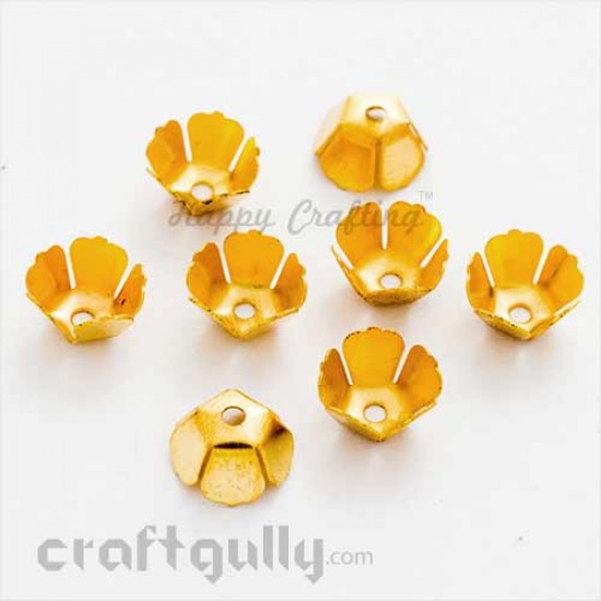 Bead Caps 8mm - Flower #3 Geometric - Golden - Pack of 15