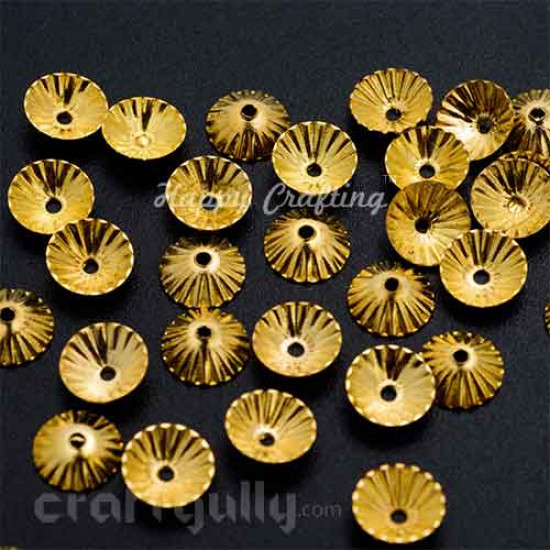 Bead Caps 6mm - Chinese Hat - Golden - Pack of 50