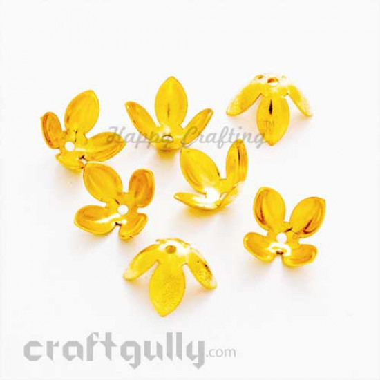 Bead Caps 15mm Flower #2 - Golden - Pack of 6