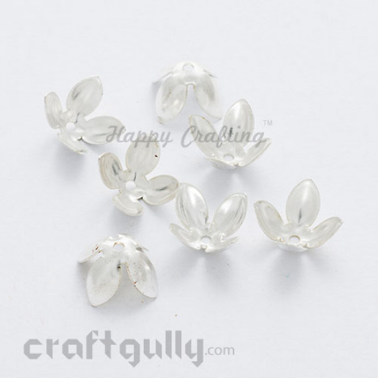 Bead Caps 15mm Flower #2 - Silver - Pack of 6