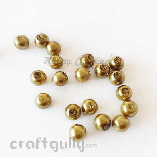 Glass Beads 8mm Pearl Finish - Olive Green - Pack of 20