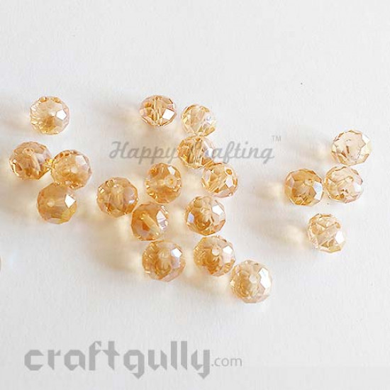 Glass Beads 8mm - Round Faceted - Lustre Champagne - Pack of 20