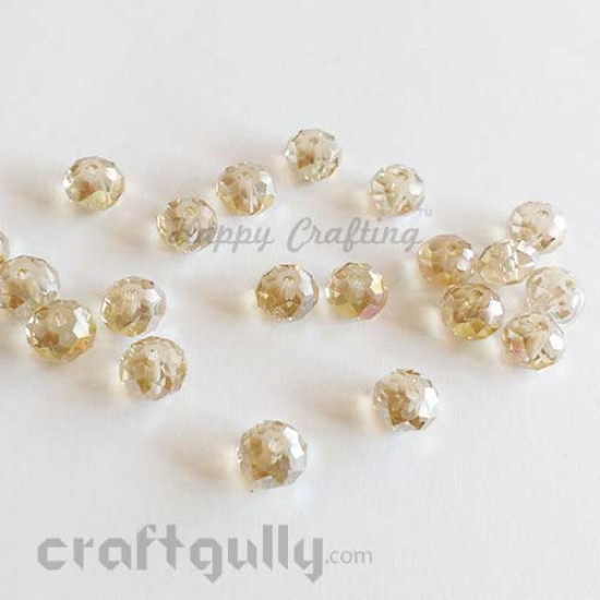 Glass Beads 8mm - Round Faceted - Lustre Cream - Pack of 20