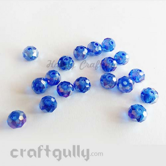 Glass Beads 8mm - Round Faceted - Lustre Sapphire - Pack of 20