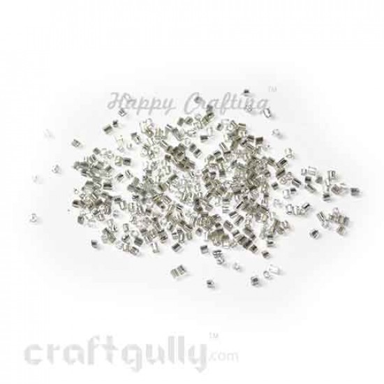 Seed Beads 2mm Glass - Hexagonal - Metal Lined Silver - 25 gms