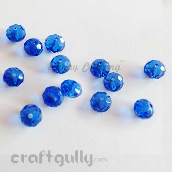 Glass Beads 8mm - Round Faceted - Sapphire - Pack of 20