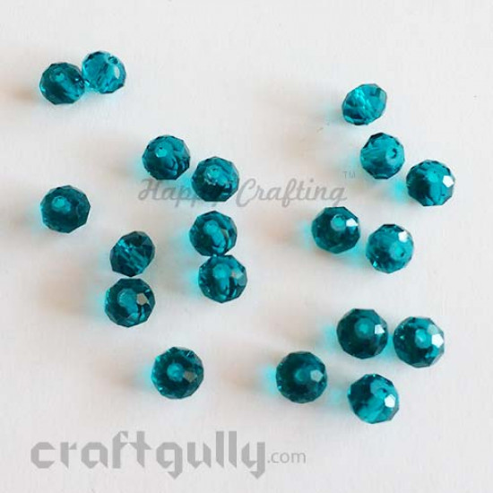 Glass Beads 8mm - Round Faceted - Teal - Pack of 20
